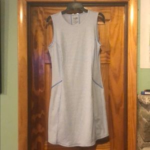 Blue and white striped dress